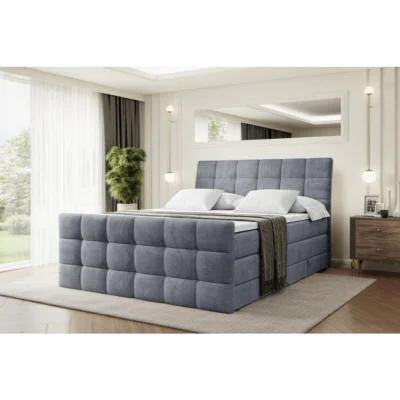 ALTDECOR Boxspringbett BRUGO - Z KING in Grau, Liegefläche 120x200 cm – Bonellfederkern